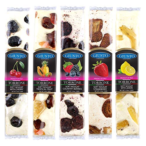 Giusto Sapore Torrone Bar 3.5oz - Premium Gluten Free Dessert Brand - Imported from Italy and Family Owned (Fruit, 5 Pack)