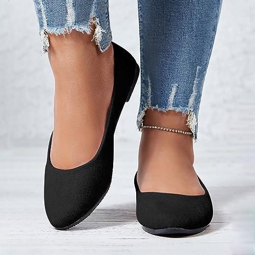 Women’s Black Shoes Comfortable Pointed Toe Slip On Casual Ballet Flats Business Casual Dress Shoes Nude Flat4