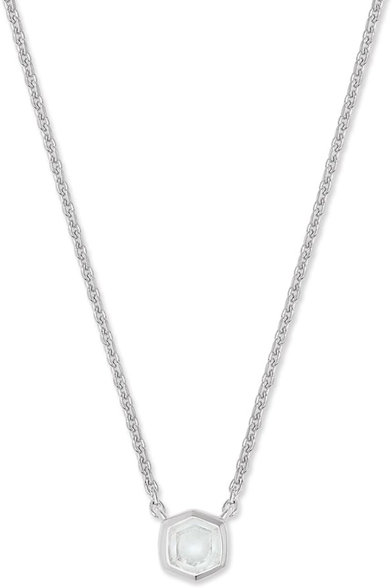 Collar colgante Davie en plata de ley, joyería semifina para mujer, cristal de roca