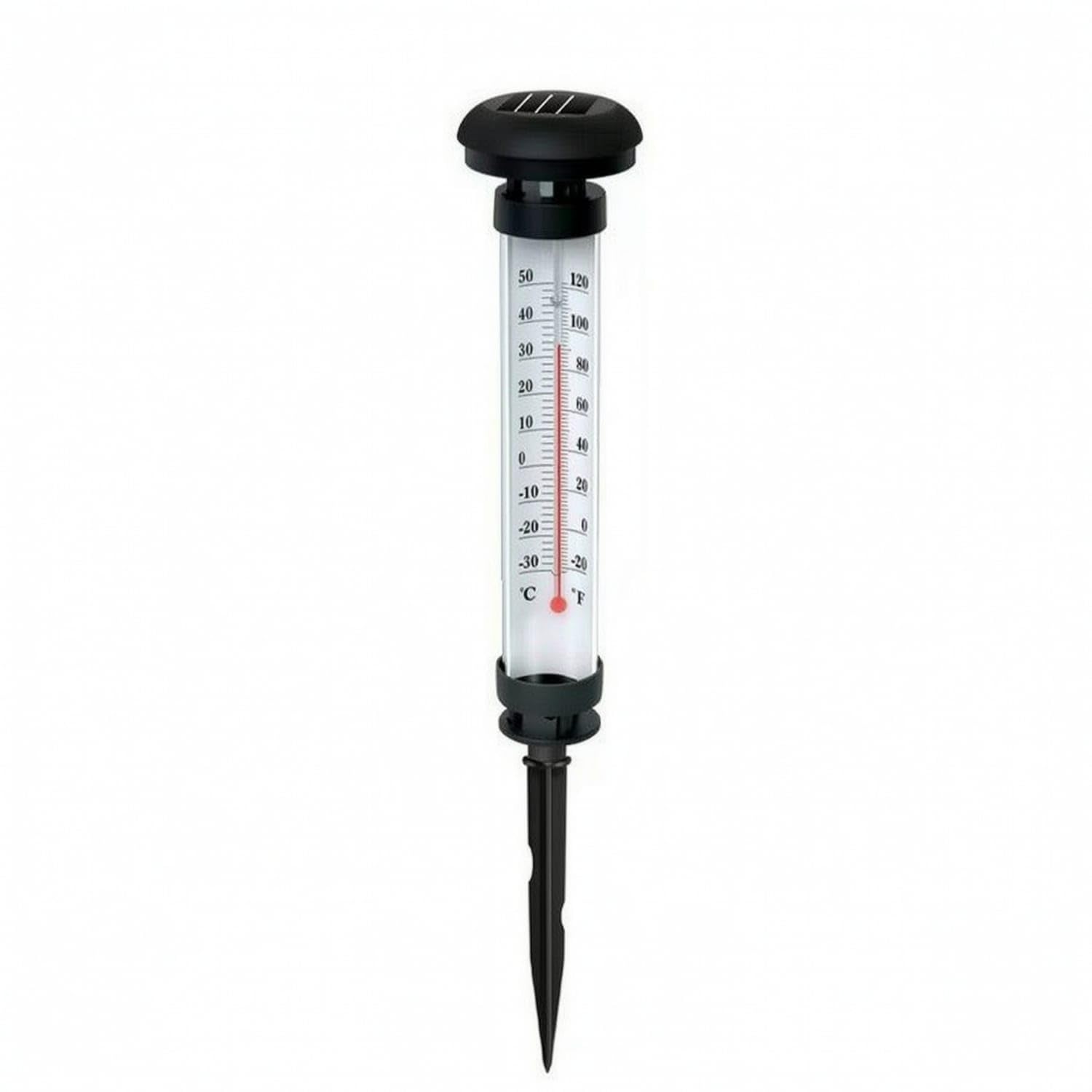 Ground-Mounted Solar Thermometer Light Easy to Read Outdoor Thermometer with Solar Lights Weather-Resistant Temp Stake Decorative for Gardeners, Homeowners, Yard, Pathway, Warm Light-image-37