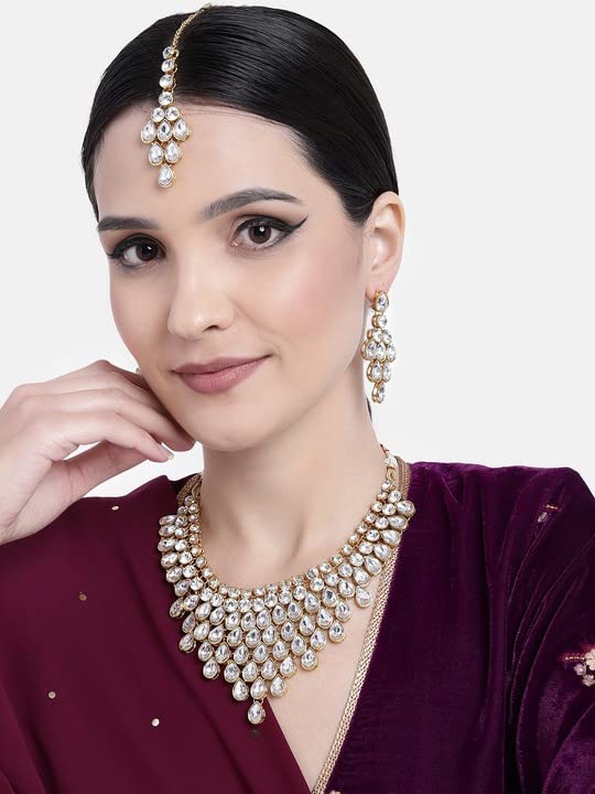 Collar y gargantilla para mujer chapado en oro de 18 quilates blanco antialérgico elegante 3