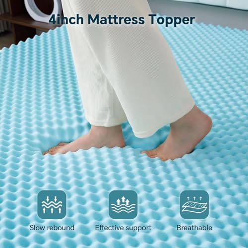 GEMBED Firm Memory Foam Mattress Topper Queen Size - Dual Layer 3 Inch Cooling Gel Memory Pad and 1 Inch Pillow Top Mattress Cover for Back Pain - 60" x 80" x 4" — view 4