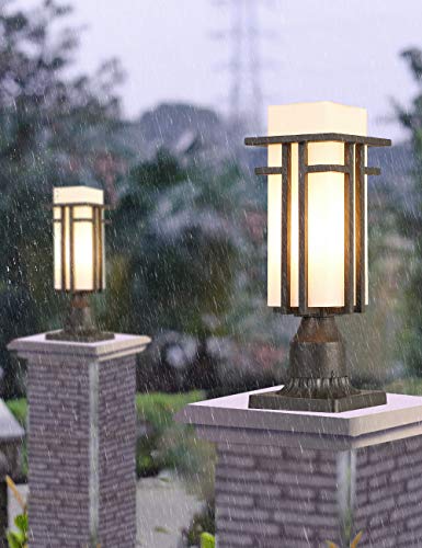 Eeru Outdoor Post Lights Waterproof Metal Frame With Milk White Frosted Glass, Pier Mount Outdoor Lighting Fixtures(With 3-Inch Pier Mount Base) Outdoor Post Lantern For Garden Backyard And Porch #TOP7