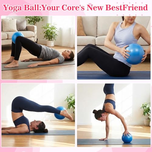 Image of 4 Pcs Small Exercise Pilates Ball Bulk 9 Inch Mini Yoga Balls Anti Burst and Slip for Stability, Fitness, Physical Therapy, Stretching & Core Workout at Home Gym Office Class