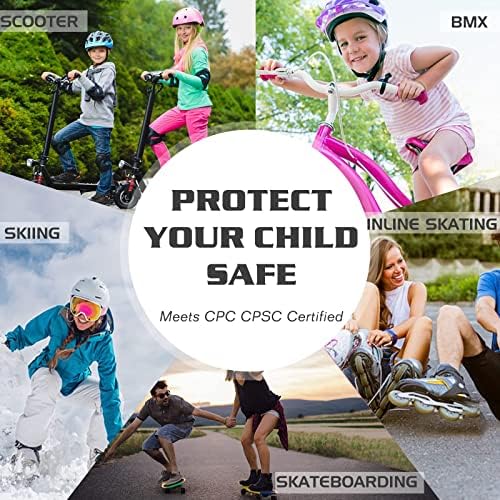 LEDIVO Kids Adjustable Bike Helmet Toddler Helmet for Kids 2-16 Years Girls Boys, Sport Protective Gear Set Knee Elbow Wrist Pads for Roller Skating Skateboard BMX Scooter Cycling (Black) 6 51oSW EvdoL. AC