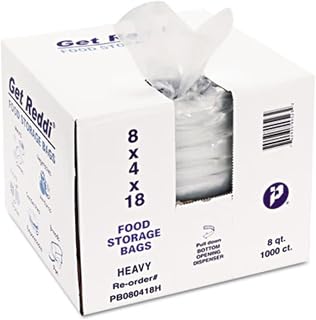 Inteplast PB080418H Heavy Duty Clear Poly Food Bags 18x8x4 Inch 8qt 1 Mil Thick 1000 Count