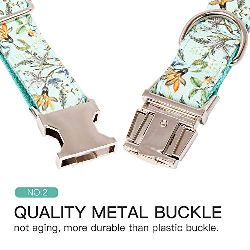 Timos Dog Collar For Small Medium Large Dogs,Adjustable Soft Puppy Collars With Metal Buckle,Printing Light Cyan,M Length 13.39''-20.87'' #TOP2