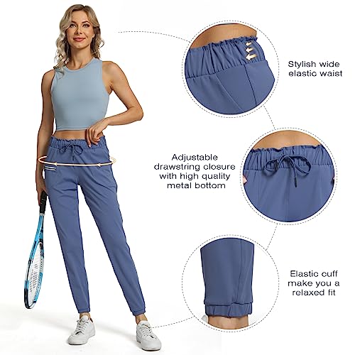 Image of Haowind Joggers for Women with Pockets Elastic Waist Workout Sport Gym Pants Comfy Lounge Yoga Running Pants