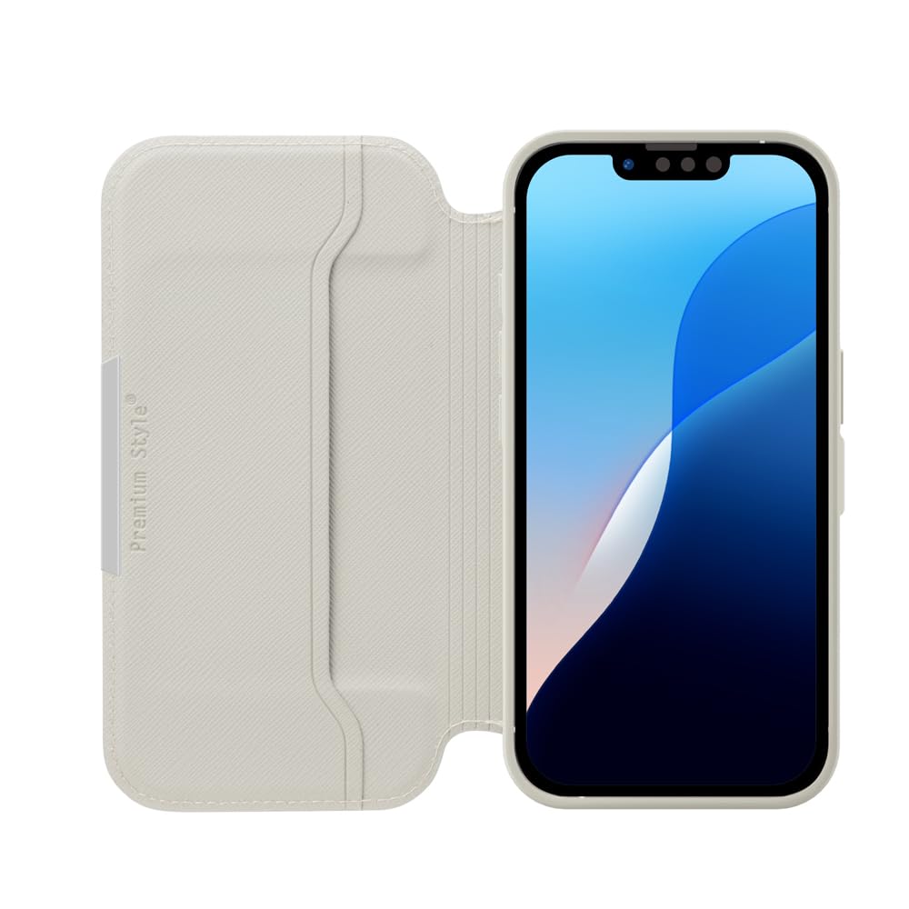iPhone17e / iPhone16e 用 ガラスフリップケース サフィアーノ調/グレー PG-25KGF05GY