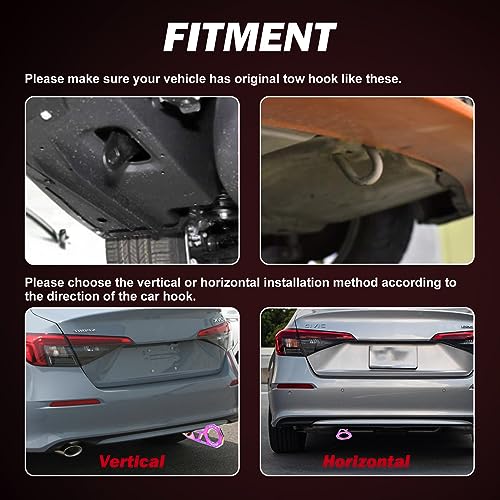 Xotic Tech Auto Aluminum JDM Rear Tow Hook Kit Racing Style Trailer Towing Ring Decoration Car Accessories, Universal Fit Car, Truck, SUV, Most Vehicles (NEO)