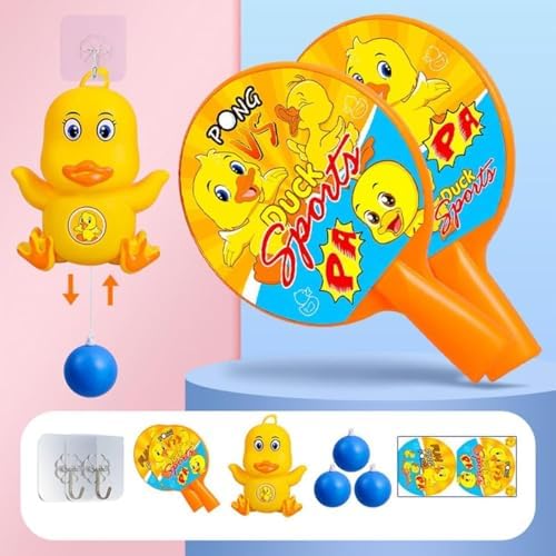 KIDSZONE Duck Ping Pong Hanging Game – Fun Indoor & Outdoor Hanging Table Tennis Racket Set for Kids & Adults