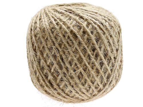 Ficelle de jute naturelle - 100 m x 2 mm - 200 g - Écologique - Pour travaux manuels, jardinage, emballage cadeau et décoration (40-50 g)