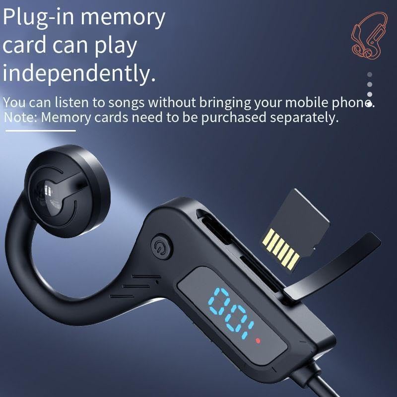 Bone Conduction Headphones Open-Ear Bluetooth 5.3 Headphones with Microphone,Waterproof Sports Earbuds Wireless Earphones for Running Workout Cycling, 8Hours of Playback Time, Call Noise Reduction