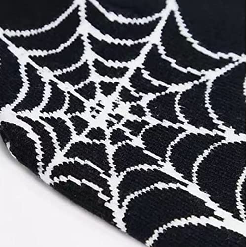 Y2K Gothic Knit Hat Unisex Spider Web Pattern Wool Beanie Hats Winter Autumn Warm Hip Hop Casual Skull Caps Outdoor Black #TOP1