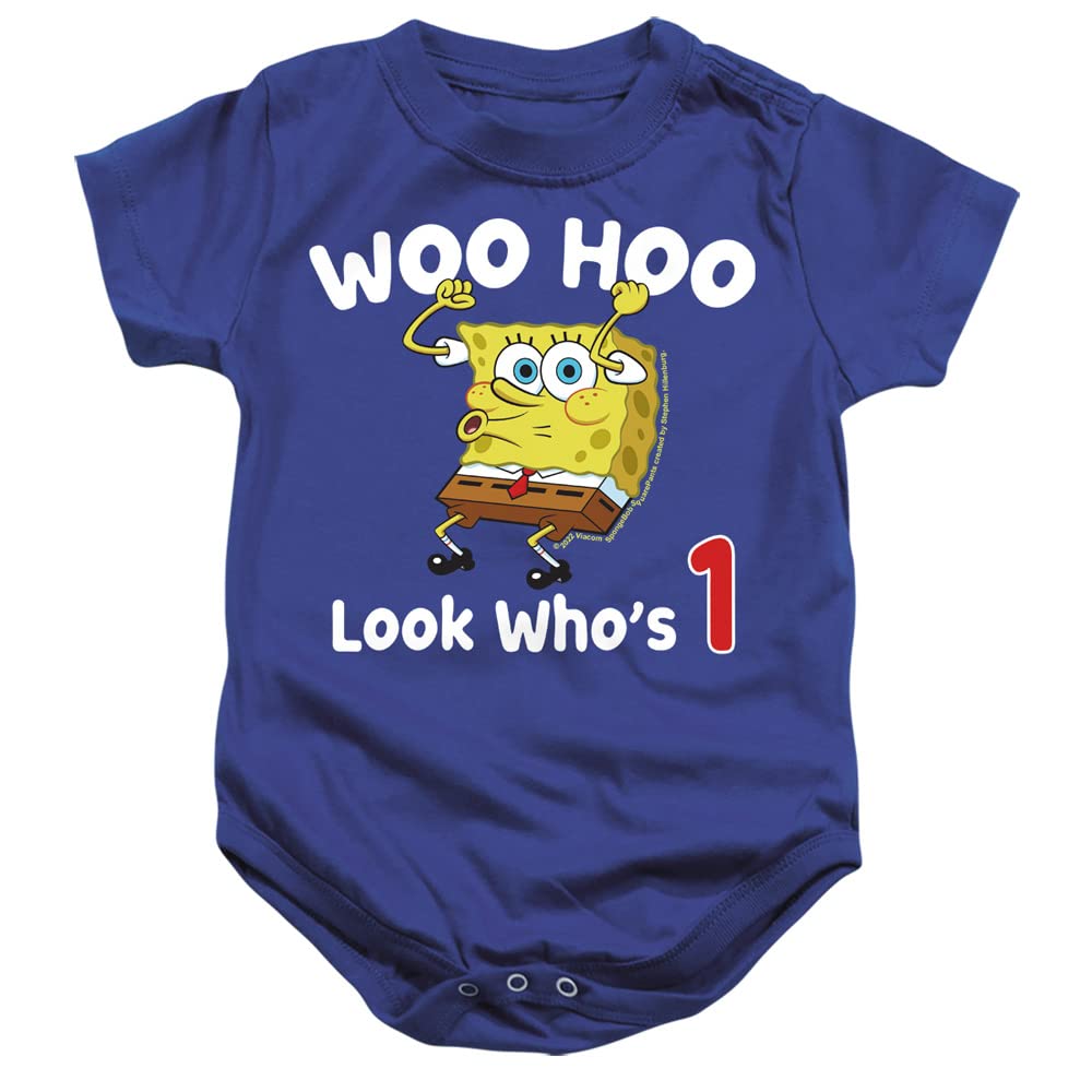 Popfunk Unisex Infant Spongebob Woo Hoo Birthday Snap Suit for Baby - 12 Months - Royal Blue