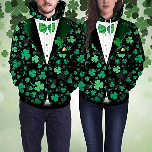 STKOOBQ Blusa casual unissex de St. Patrick's Day Fashion com capuz manga comprida praia quente, Ve
