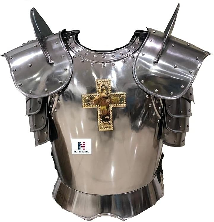 Nautical-Mart Medieval Warrior Breastplate Shoulder Guard Steel Breastplate Armor Costume