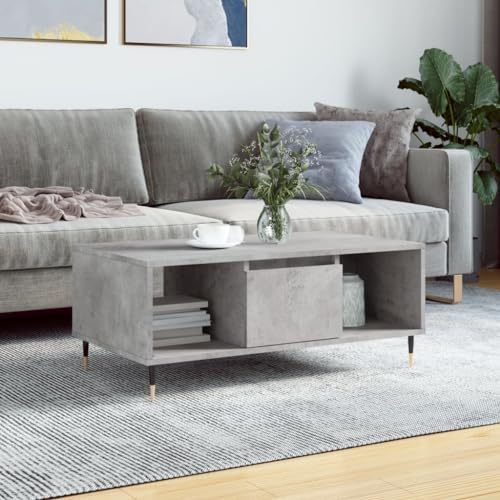 INLIFE Table Basse Gris béton 90x50x36,5 cm Bois d'ingénierie-830584