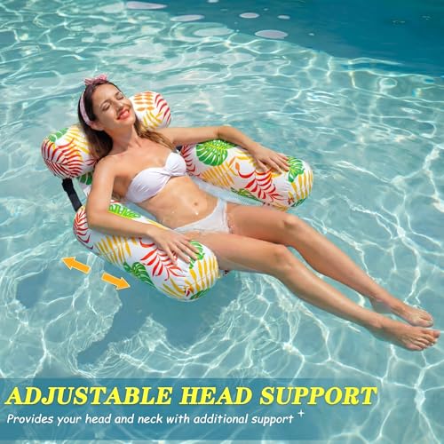 Blueweenly 2 Pack Pool Float Lounge Chair, Tropical, Pink, Yellow by Blueweenly - Used condition - Image 6