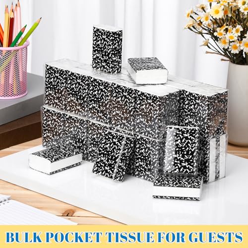 Image of Ctosree 50 Pack Back to School Pocket Tissues Teacher Classroom Travel Packs Bulk 500 Sheet Small Notebook Tissues Pocket Packs 3 Ply Mini Travel Size Individual (Composition Book)