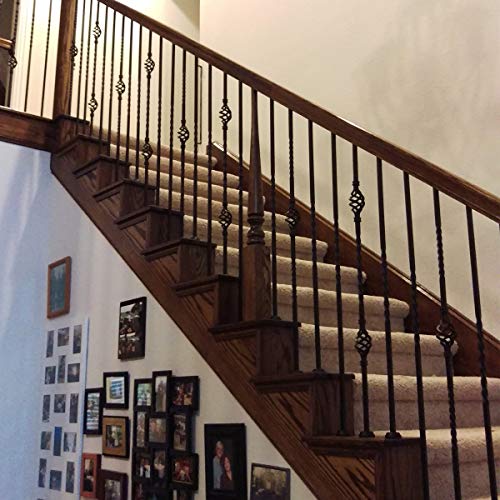 Stair Railing Iron Balusters (Contractor Pack-10) Stair Parts Double Basket Hollow 1/2" Double Basket Square Metal Balusters (Real Satin Black Not Matte) #TOP3
