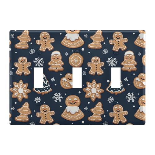 Light Switch Cover Cute Christmas Gingerbread Man Wall Plates for Electrical Outlets 3 Gang 202b6546
