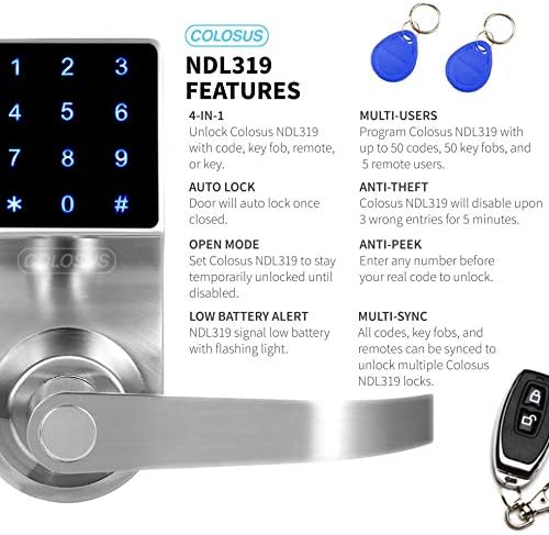 قفل للباب الذكي الإلكتروني من Colosus Ndl319 بدون مفتاح للأمان المنزلي والمكتب يعمل باللمس 50 رمز مستخدم 4 وظائف مفاتيح جهاز تحكم عن بعد 2 مفتاح فضي Dslts01 Amazon Ae الأدوات وتحسين المنزل