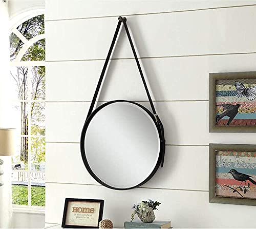 Omoons Hanging Wall Circle Mirror Decor Mirror With Adjustable Leather Strap For Bathroom Bedroom Living Room #TOP1