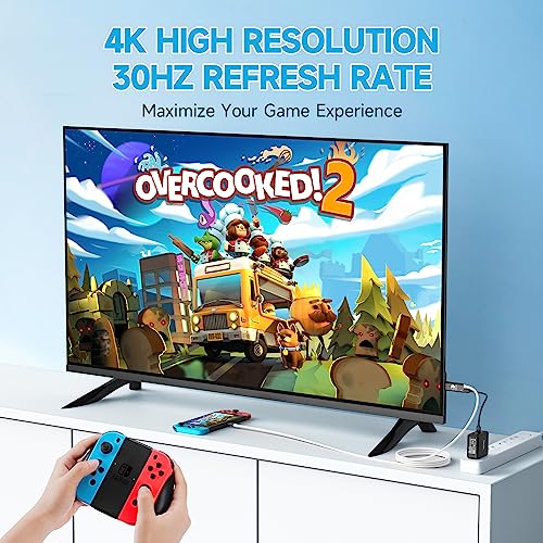 Jingdu Portable Hdmi Adapter Compatible With Nintendo Switch Ns/Oled, Usb C To Hdmi Cable Replaces The Original Switch Dock For Tv Screen Mirroring, Convenient For Travel, 4K Hd, 2M, Black #TOP5