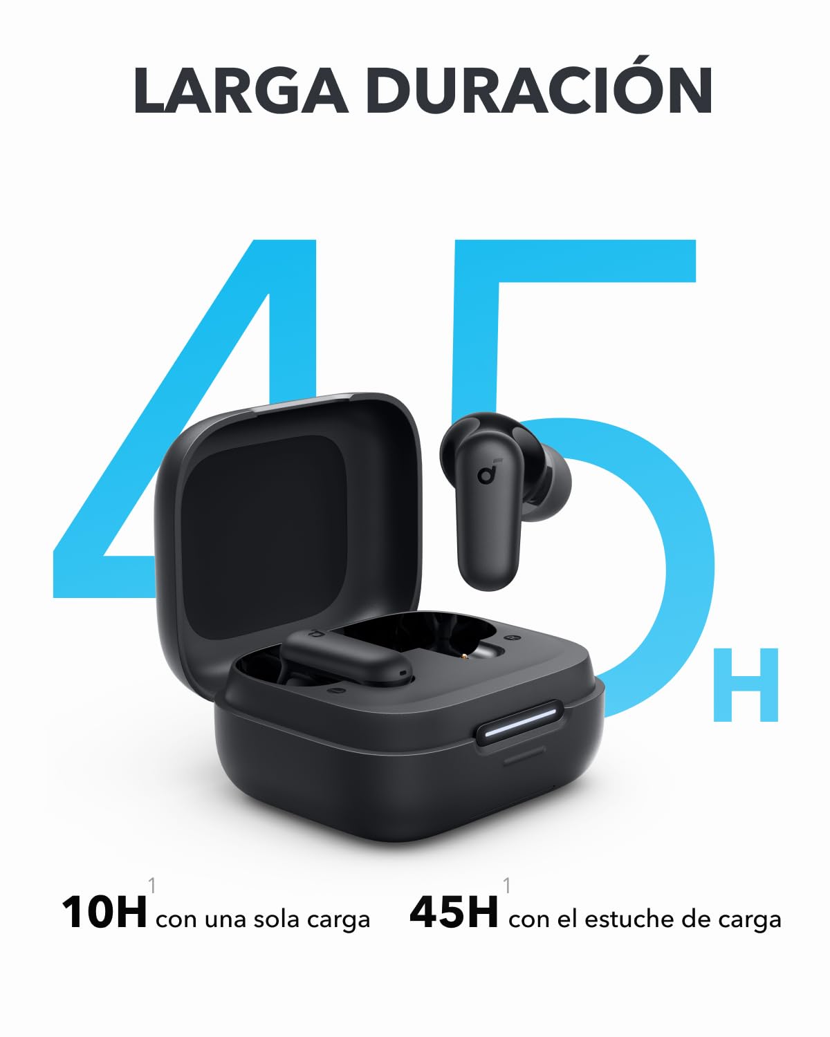 Soundcore P30i Auriculares Inalámbricos Bluetooth con Cancelación de Ruido de Anker, Cancelación de Ruido Potente e Inteligente, Graves Potentes, 45 Horas, Estuche 2 en 1 y Soporte para el Móvil, IP54