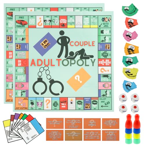 Adultopoly Board Game, Couple Board Game, Couples Games for Adults, Couples Bedroom Card Games, Relationship Card Game, Conversation Cards for Couples, Couple Board Gamem (2 Set)