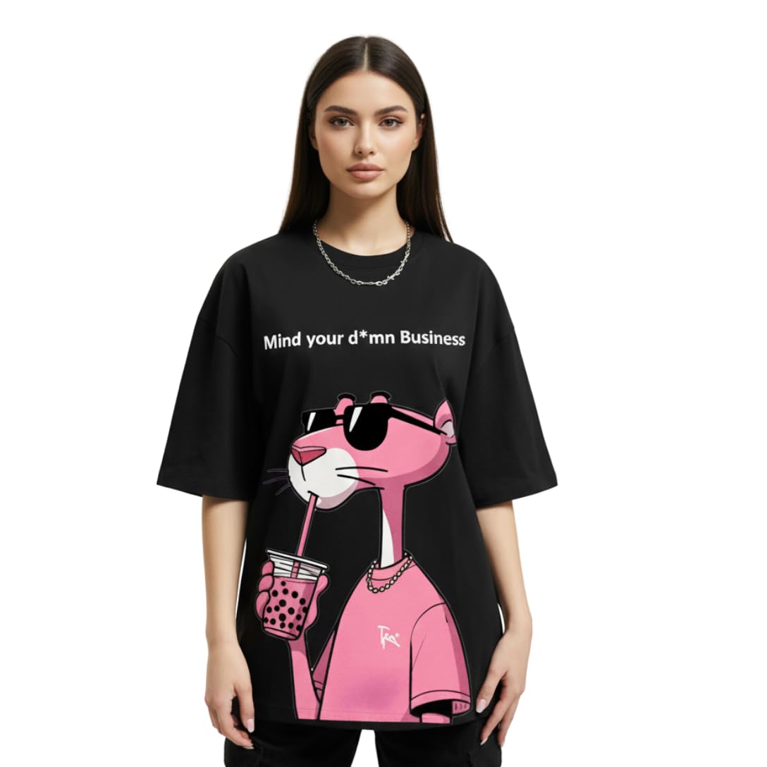 Women's 100% Cotton Graphic Print Oversized Fit Round Neck T-Shirt-picture-13