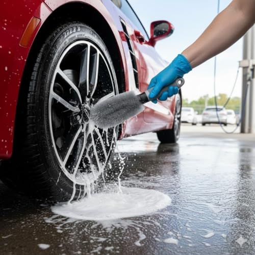 AUTOSHIFT - Gri Oto Jant Temizleme Fırçası – Ergonomik Saplı, Lastik ve Jant Detay Temizliği İçin Güçlü Kıllı Fırça