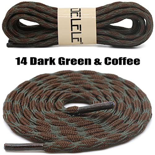 Delele 2 Pair Round Wave Non-Slip Antiskid Outdoor Mountaineering Climbing Shoe Laces Dark Green&Coffee Hiking Shoelaces Men Women Shoestrings-62.99" #TOP1