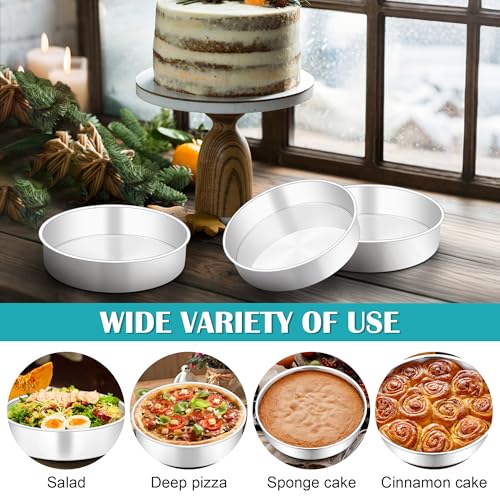HaWare Cake Tin Set of 3, 7 inch Stainless Steel Round Cake Pan for Baking Roasting Serving, Layer Cake Tin for Birthday Wedding, Healthy & Non-Toxic, Mirror Polished & Dishwasher Safe (18cm) - Image 5