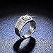 KIOYDISE Men's Ring 1CT S925 Sterling Silver Band Men's Fashion Wide Surface Inlaid Moissanite FingerRing Jewelry Wedding Engagement Band Rings for Men (8)