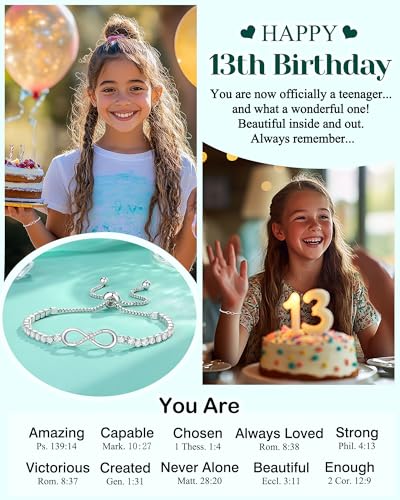 Image of 13 /16 Year Old Girl Birthday Gift Ideas, Infinity Cross Bracelet for Teenager