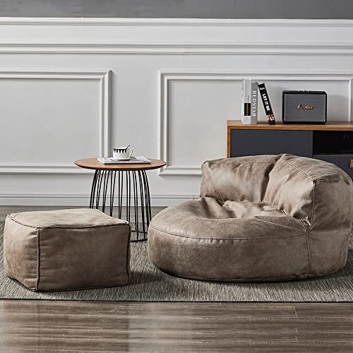Sillones Puff para Adultos sin Relleno, sofá Puff de Piel sintética, puf otomano, Taburete, Asiento esquinero, reposapiés, Muebles