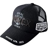 [Avirex] [アヴィレックス] スタンダード ミリタリー メッシュキャップ 帽子 XL LL 大きいサイズ キャップ ジュート デニム メンズ 黒 深め 春 夏 ビッグサイズ アメカジ ベースボールキャップ ロゴ JUTEオールブラック XL
