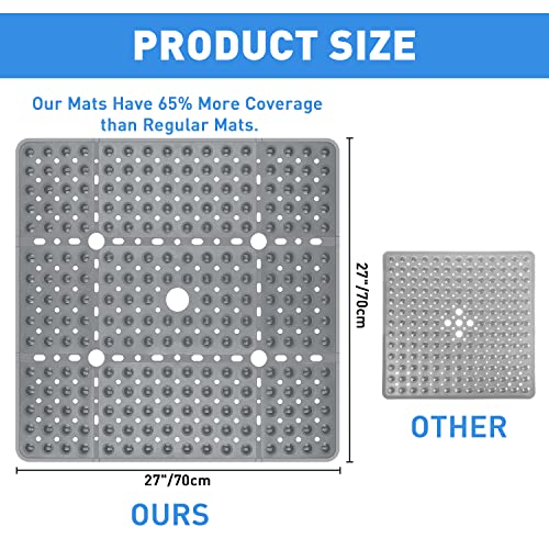 ZOKBOM Square Shower Mat Non Slip 70x70cm, Grey, 70 x 70 cm (Square) - Image 3