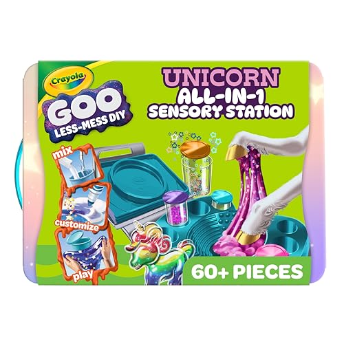 Crayola Goo All-in-1 Sensory Art Station, Unicorn Slime Making Kit for Kids, Essential Easter Basket Stuffer, DIY Arts & Crafts Set, Customizable Sensory Putty, Toys & Gifts, 6+