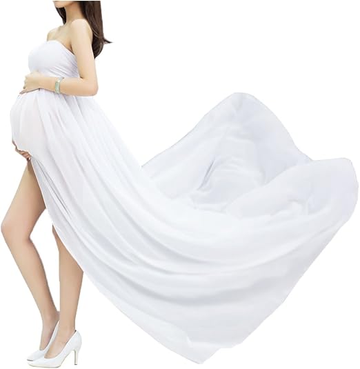 xuanran Robe Longue en Dentelle et Voile pour Séance Photo Maternité