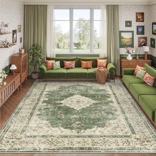 Valenrug Washable Rug 8x10 - Ultra-Thin Antique Collection Area Rug,