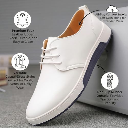 Image of konhill Men's Casual Oxford Shoes - Breathable Dress Shoes Loafers Lace-up Flat Sneakers