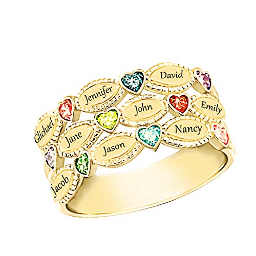 Personalized Mothers Rings 9 Simulated Birthstones Rings for Mother Name Rings Mother Grandmother Gifts For Mother's Day
