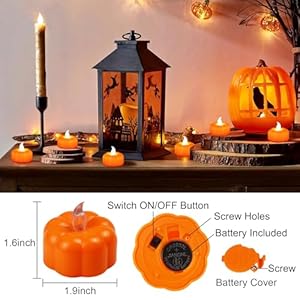 Pumpkin Tea Lights Fall Decorations, 12 Pack LED Orange Pumpkin Lights Flameless Candles Battery Operated, Halloween Thanksgiving Flickering Tealight Candle for Home Table Indoor Party Decor Pumpkin Tea Lights Fall Decorations 12 Pack LED Orange Pumpkin Lights Flameless Candles Battery Operated Halloween Thanksgiving Flickering Tealight Candle for Home Table Indoor Party Decor