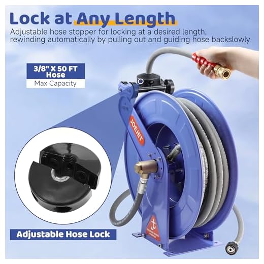 JOEJET 50FT Retractable Pressure Washer Hose Reel