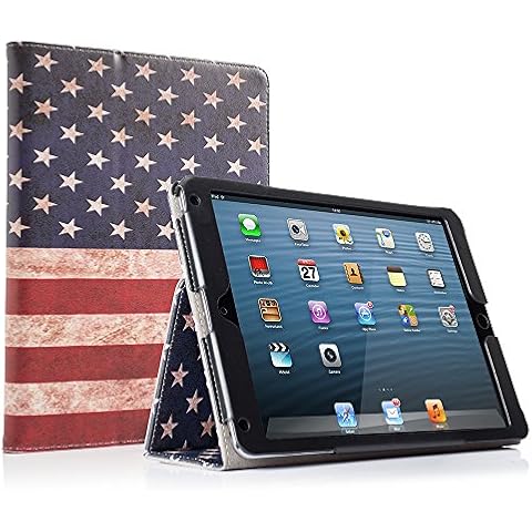 RUBAN Case for iPad 9.7 Inch 2018/2017/iPad Air 2/iPad Air 1 /- [Corner Protection] - [Scratch-Resistant] Premium PU Leather Folio Smart Stand Cover w/Auto Sleep/Wake, American Flag Cover