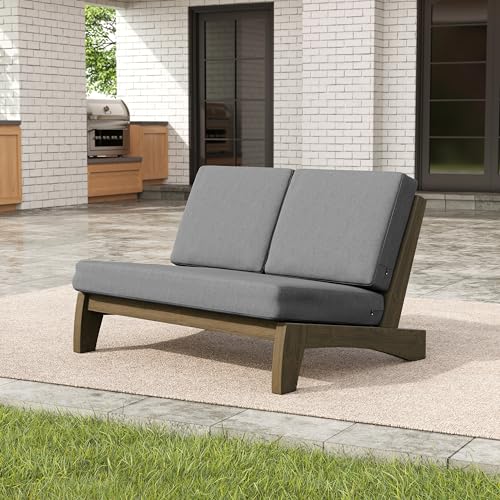 Image of Pia Ricoo 4 Piece Patio Furniture Sets, Outdoor Loveseat Sofa Set with 2 Chairs & Coffee Table, Patio Conversation Set for Backyard, Deck, Lawn, Gray