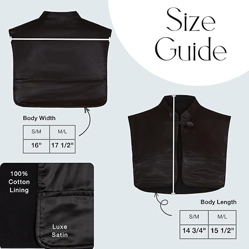 Miniatura 4 de MONII Capa para cabello y maquillaje, absorbente de agua, múltiples bolsillos, material de algodón y satén, Negro, Pequeño-Mediano